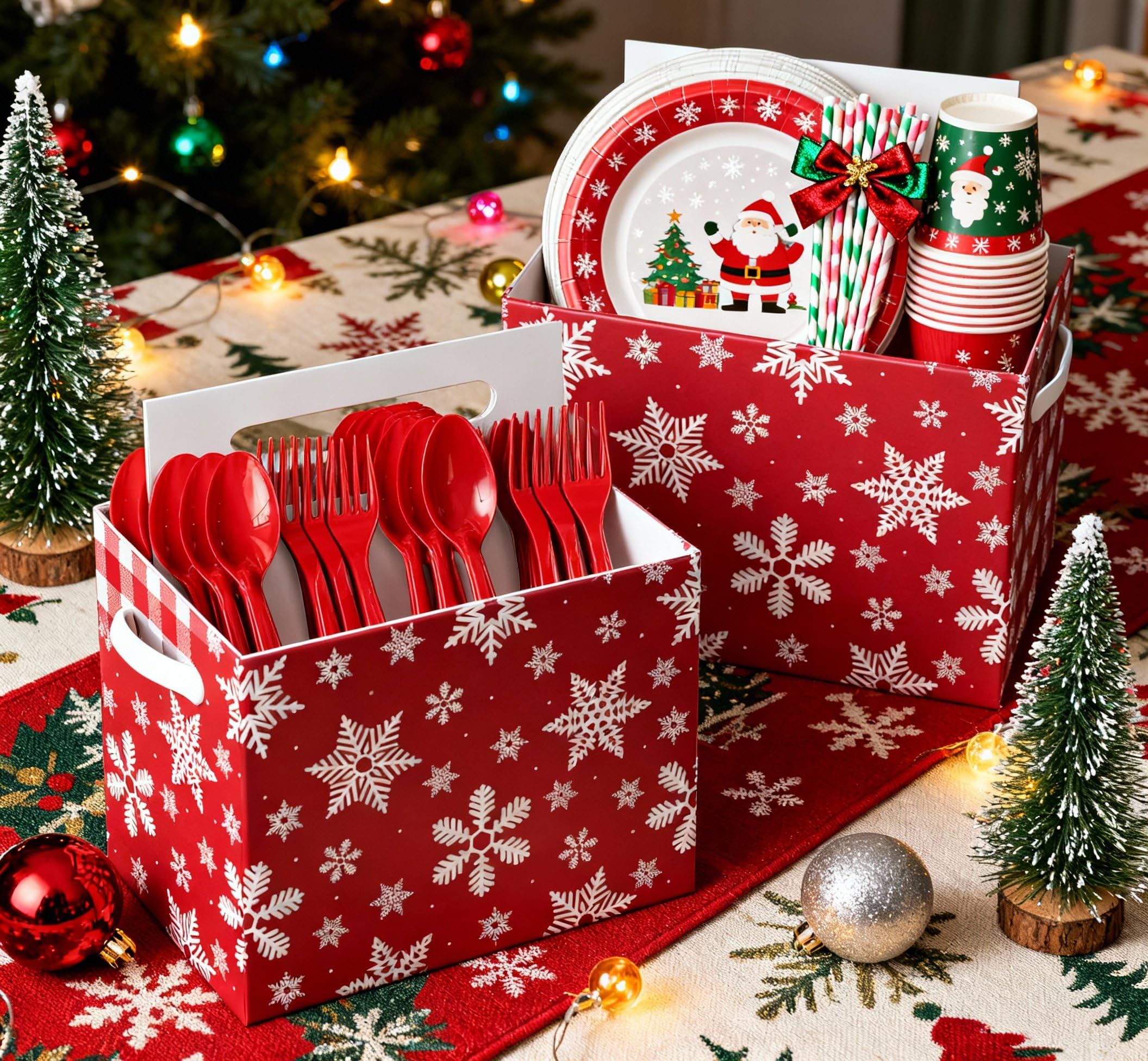 Porta cubiertos decorativo navideño de Tenceur, ideal como detalle de regalo.
