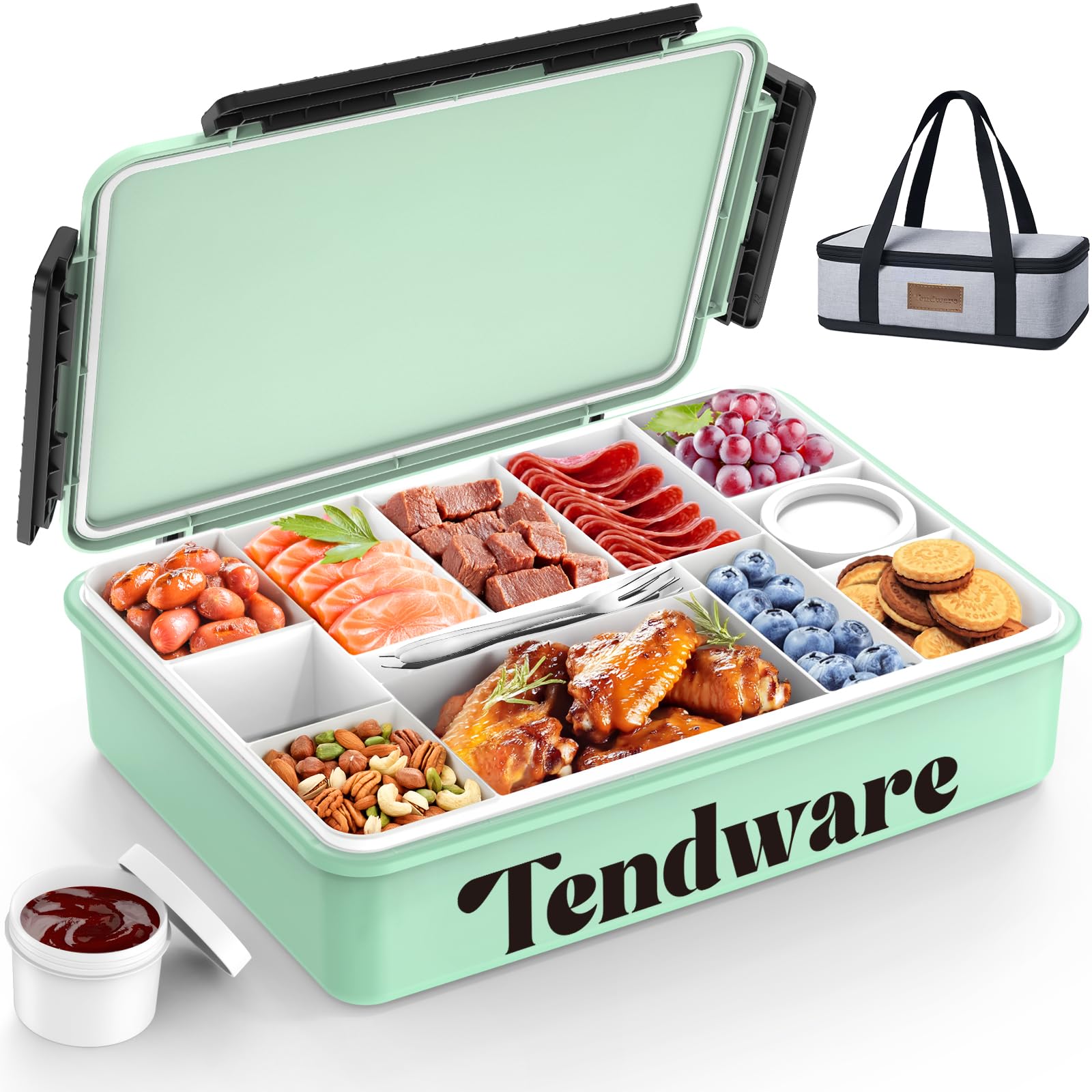 Caja Tendware con 12 compartimentos para servir snacks en picnic