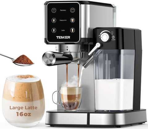 TENKER máquina espresso con portafiltro frente a cocina moderna
