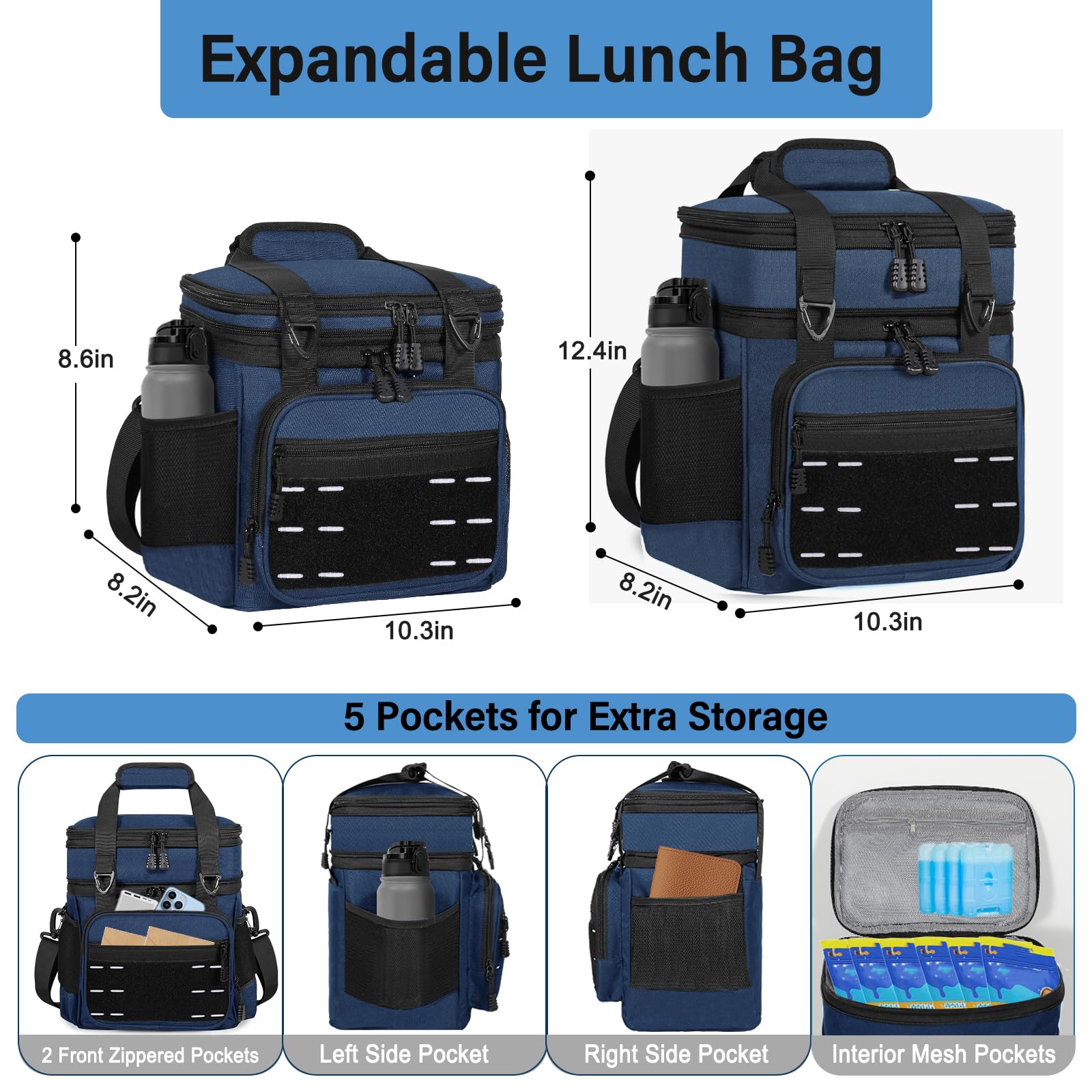 TENKIST bolsa aislada capacidad 16L azul para comidas y bebidas.