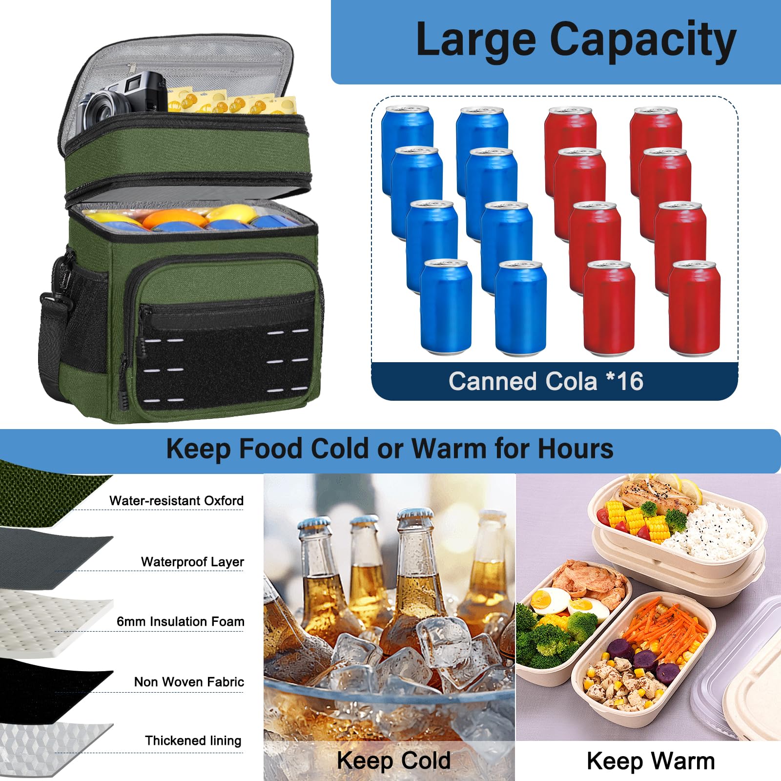 TENKIST Lunchbox bolsillos laterales para botella y objetos
