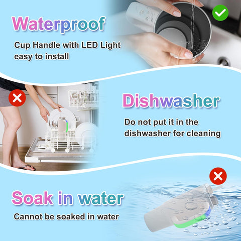 Tenlary manija iluminada para Stanley 40oz en amarillo, mayor visibilidad en exteriores