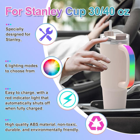 Tenlary manija iluminada para Stanley 40oz en verde, añade estilo y practicidad