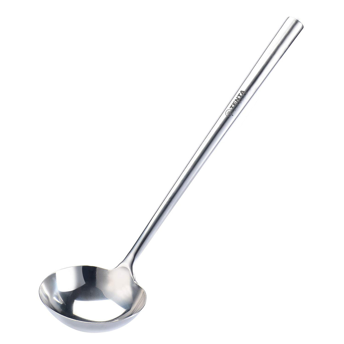 Cucharón grande Tenta Kitchen de acero inoxidable para servir salsas y caldos, sencillo y práctico.