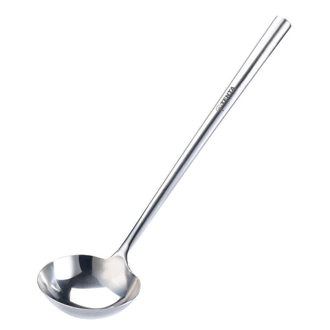 Cucharón grande Tenta Kitchen de acero inoxidable para servir salsas y caldos, sencillo y práctico.