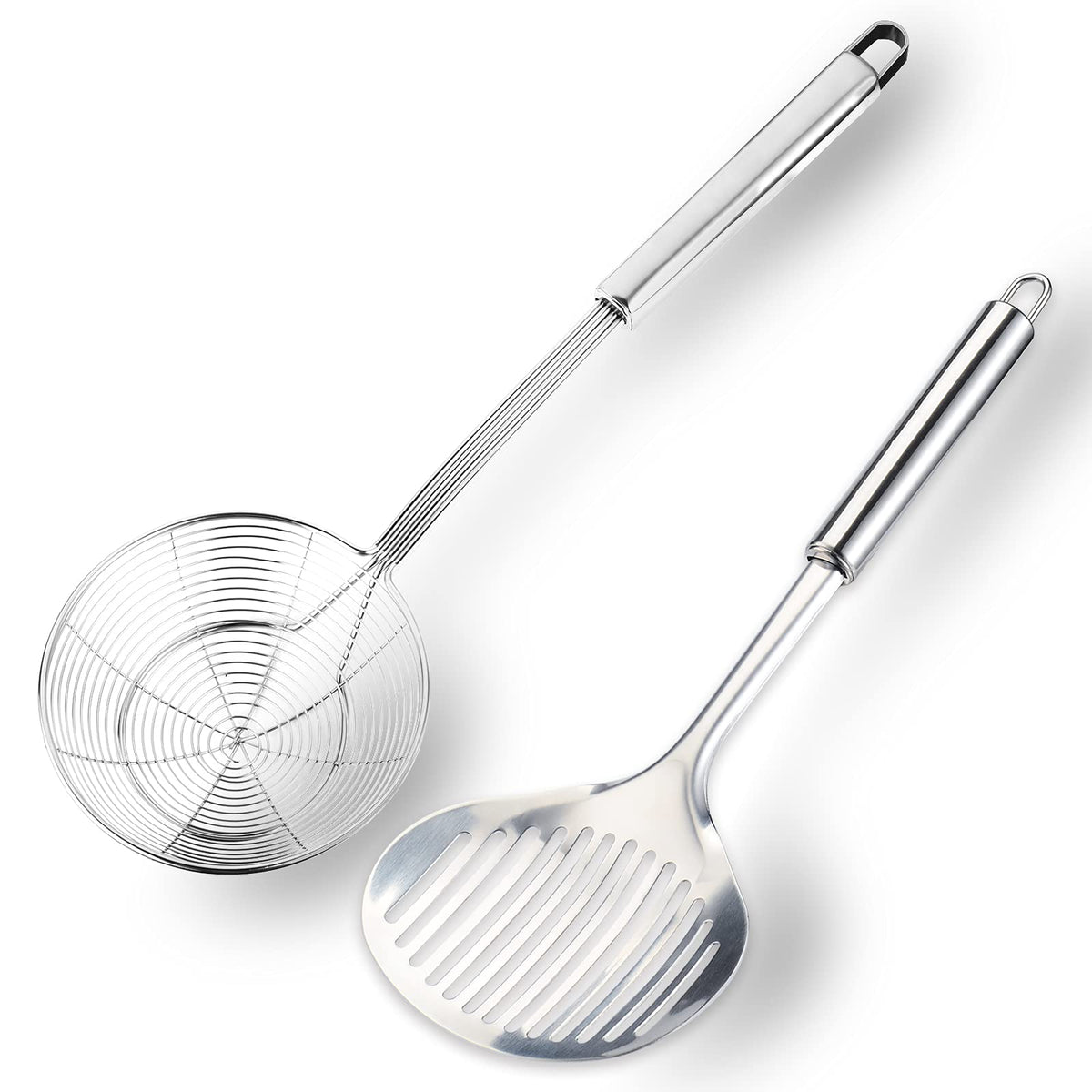 TENTA KITCHEN espumadera ranurada con mango ergonómico para seguridad al manipular líquidos.