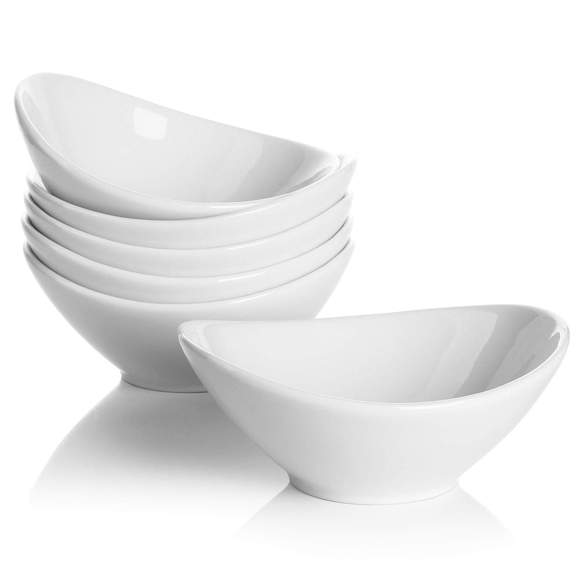 Teocera tazones pequeños de porcelana ovalados para postres y porciones controladas.