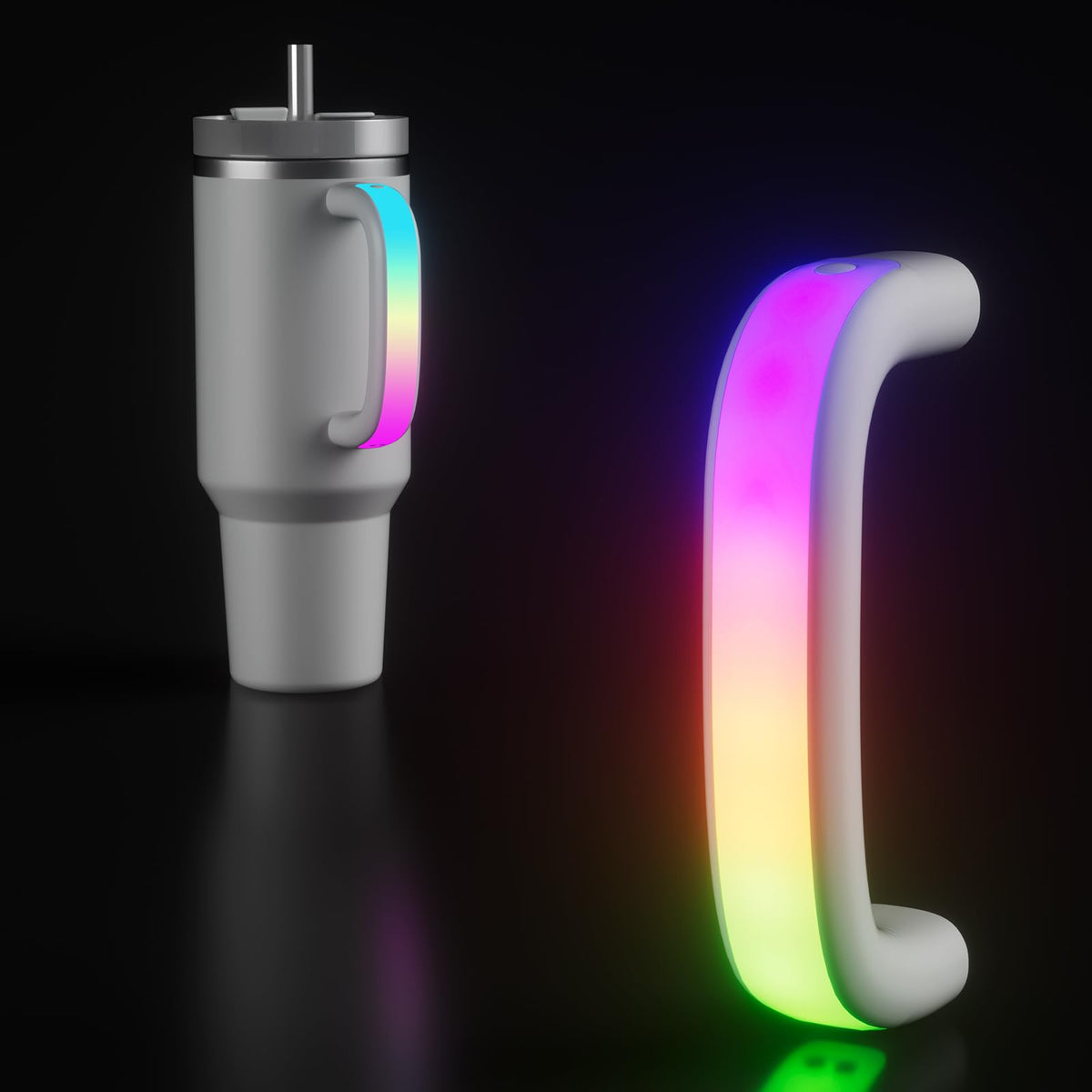 Terficer mango iluminado LED de 6 colores para Stanley 40oz, ideal para salidas nocturnas.