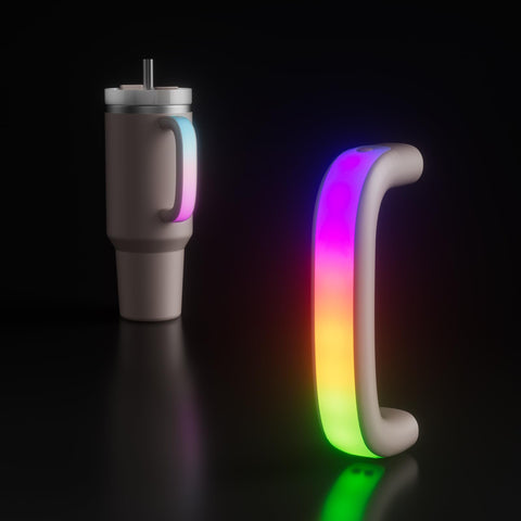 Terficer, manija iluminada para Stanley 40oz en cuarzo rosa, mejora visibilidad nocturna.