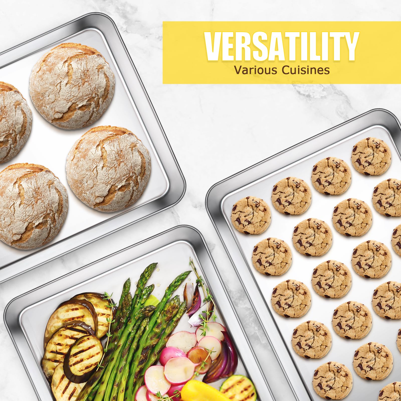 Ideal para galletas, vegetales y carnes en horno convencional.