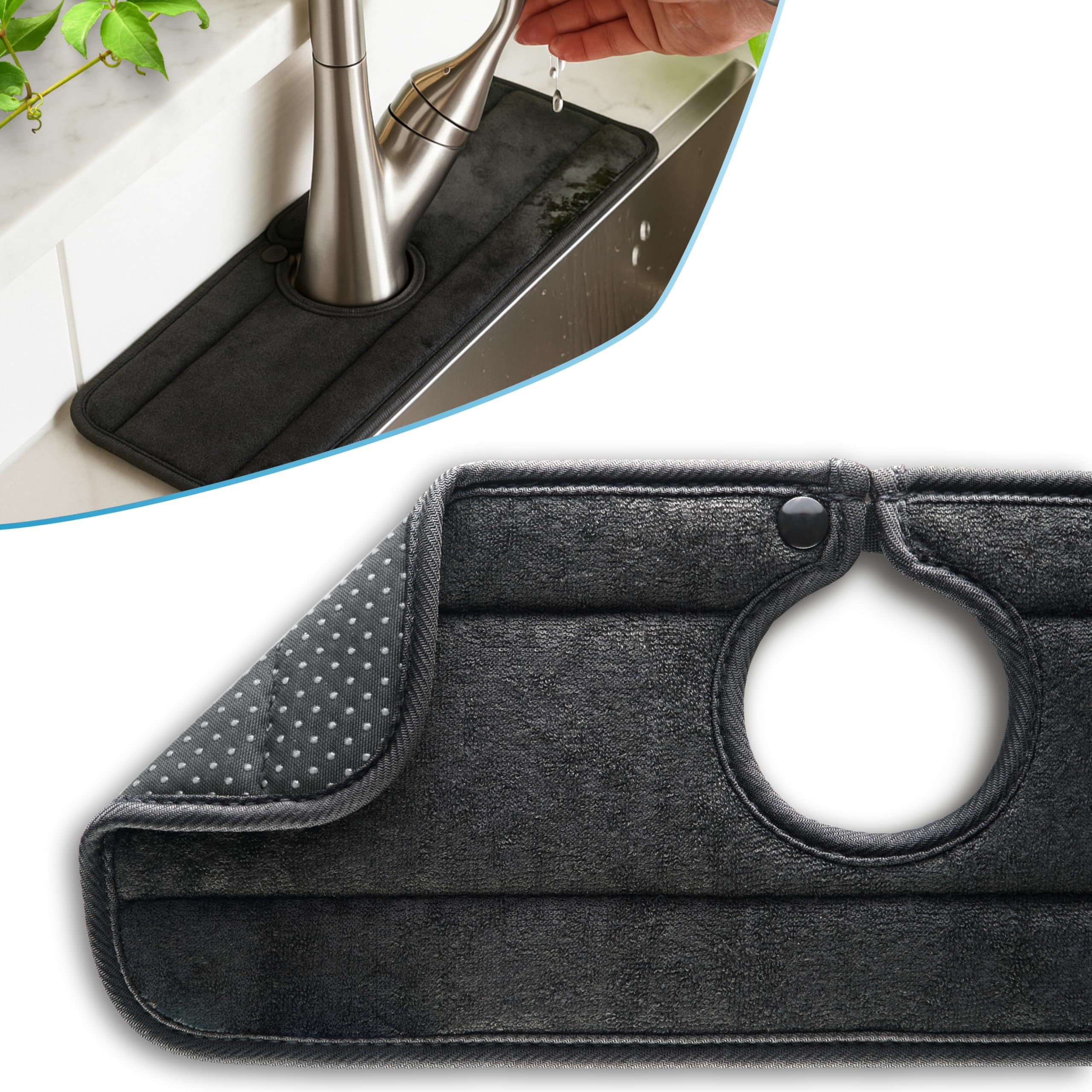 Ternal Sinkmat, colocación frente al grifo, protege la encimera y recoge goteos.