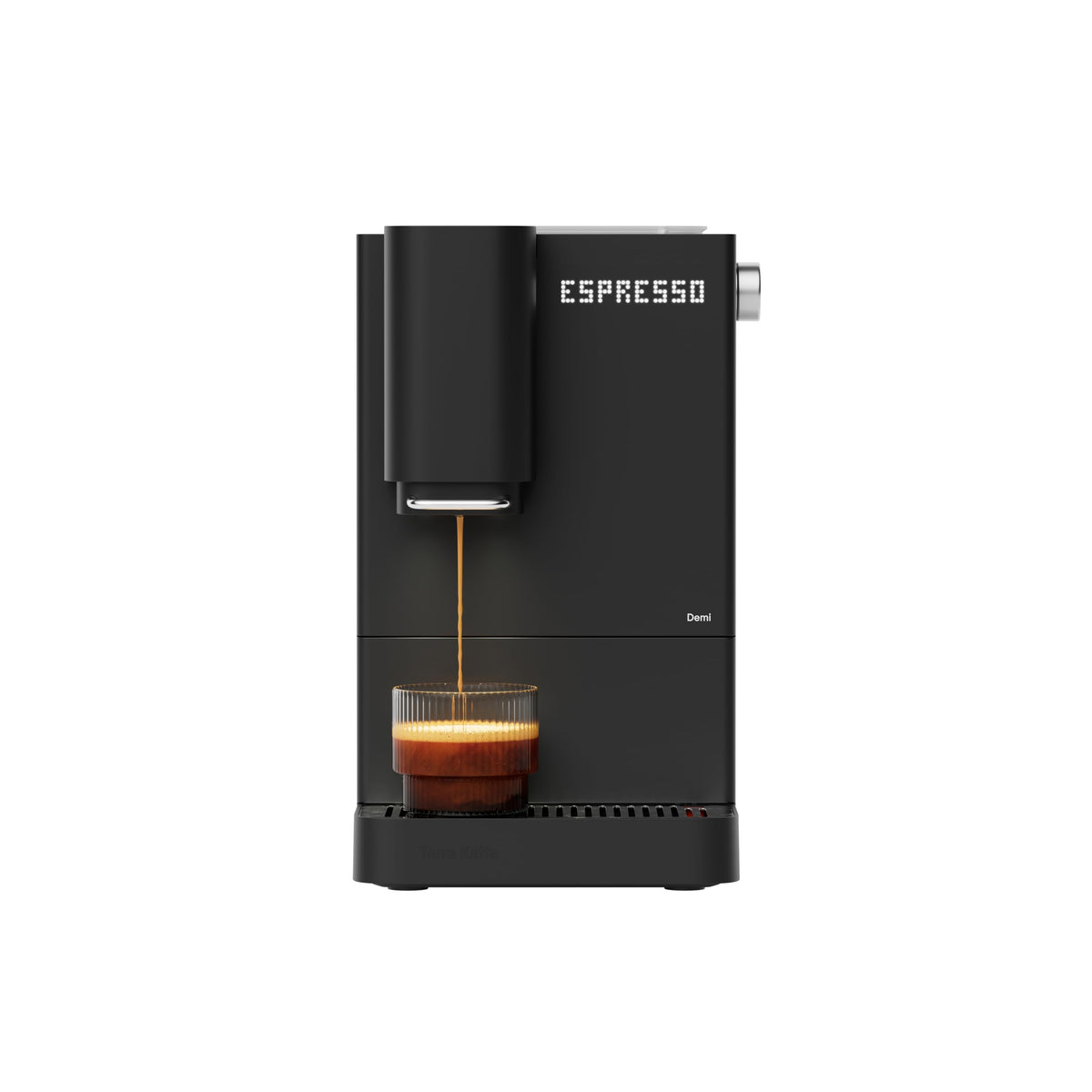 Terra Kaffe Demi Compact con molino cónico integrado para café más fresco en cada taza.