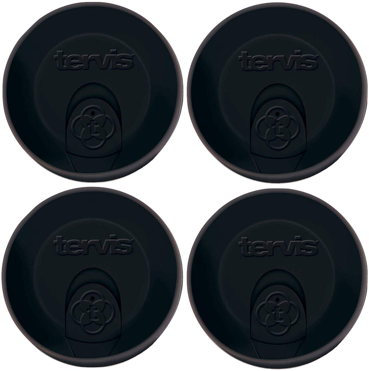 Tervis tapas de viaje 16 oz negro, juego de 4, evita derrames mientras viajas
