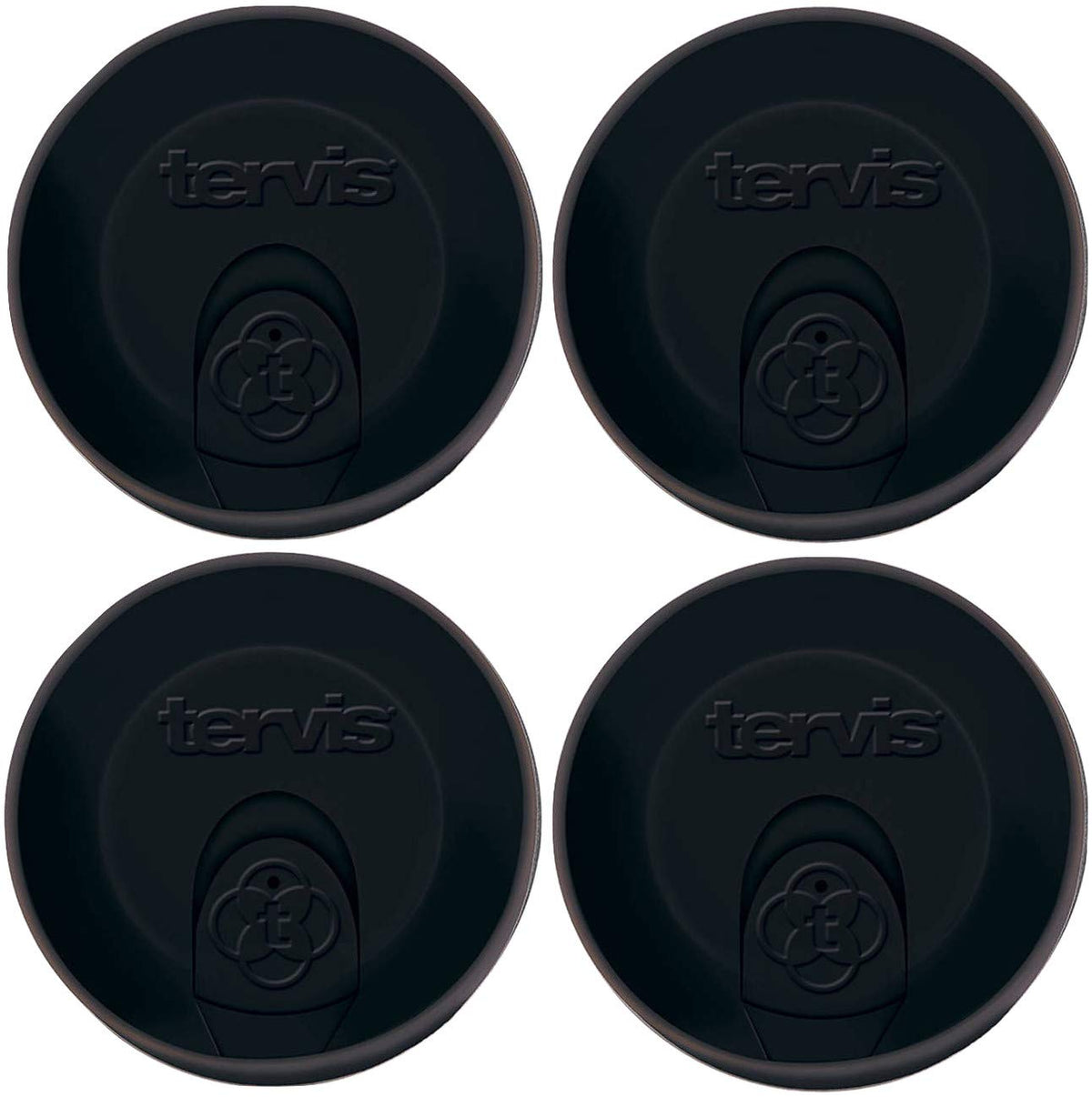 Tervis tapas de viaje 16 oz negro, juego de 4, evita derrames mientras viajas