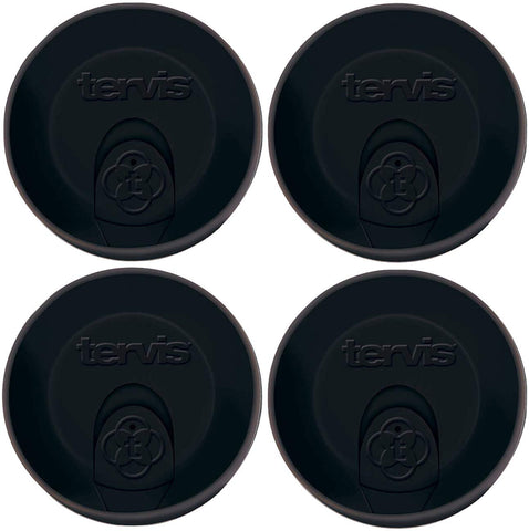 Tervis tapas de viaje 16 oz negro, juego de 4, evita derrames mientras viajas