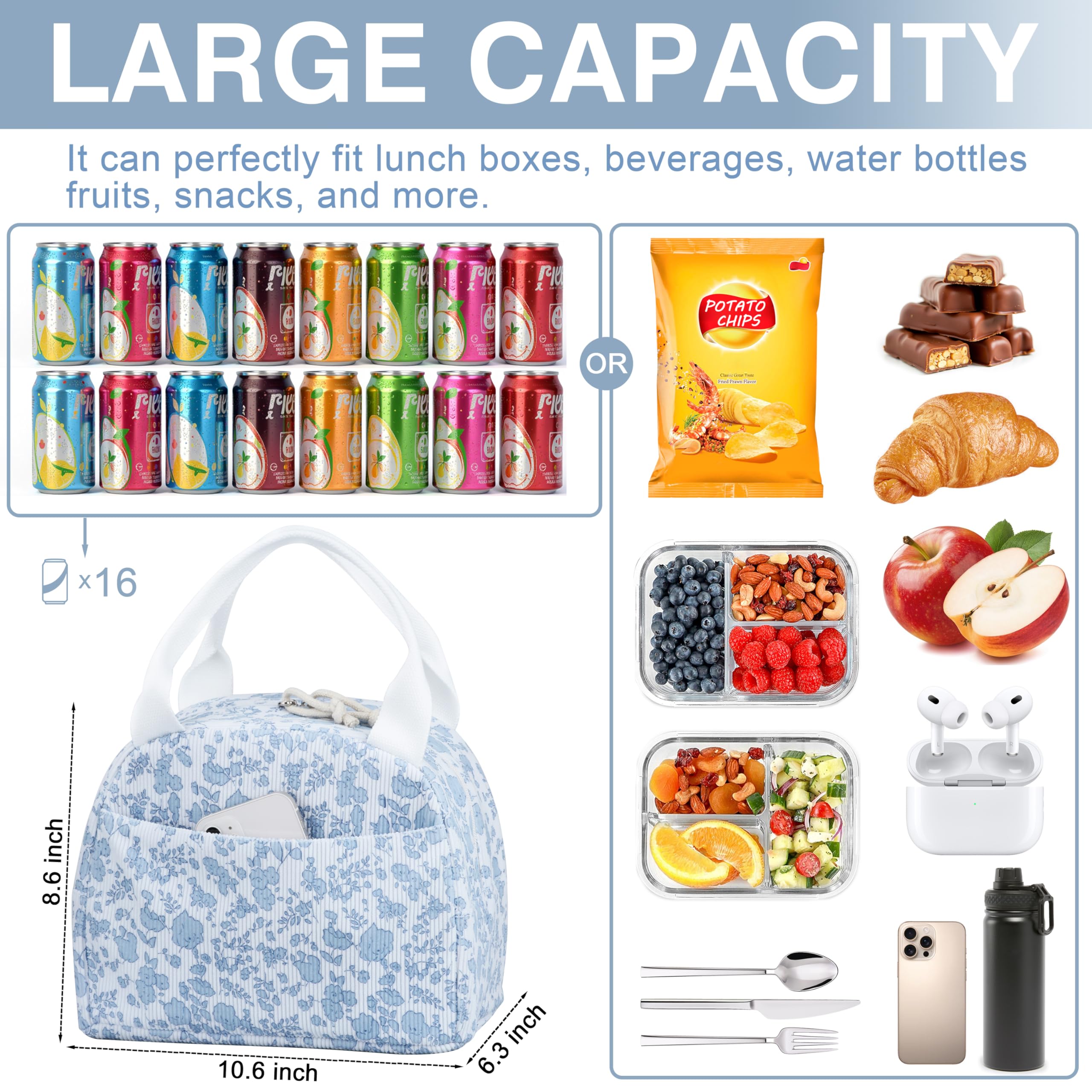 TESAFNG bolsa de almuerzo con forro de aluminio aislante mantiene temperatura adecuada.