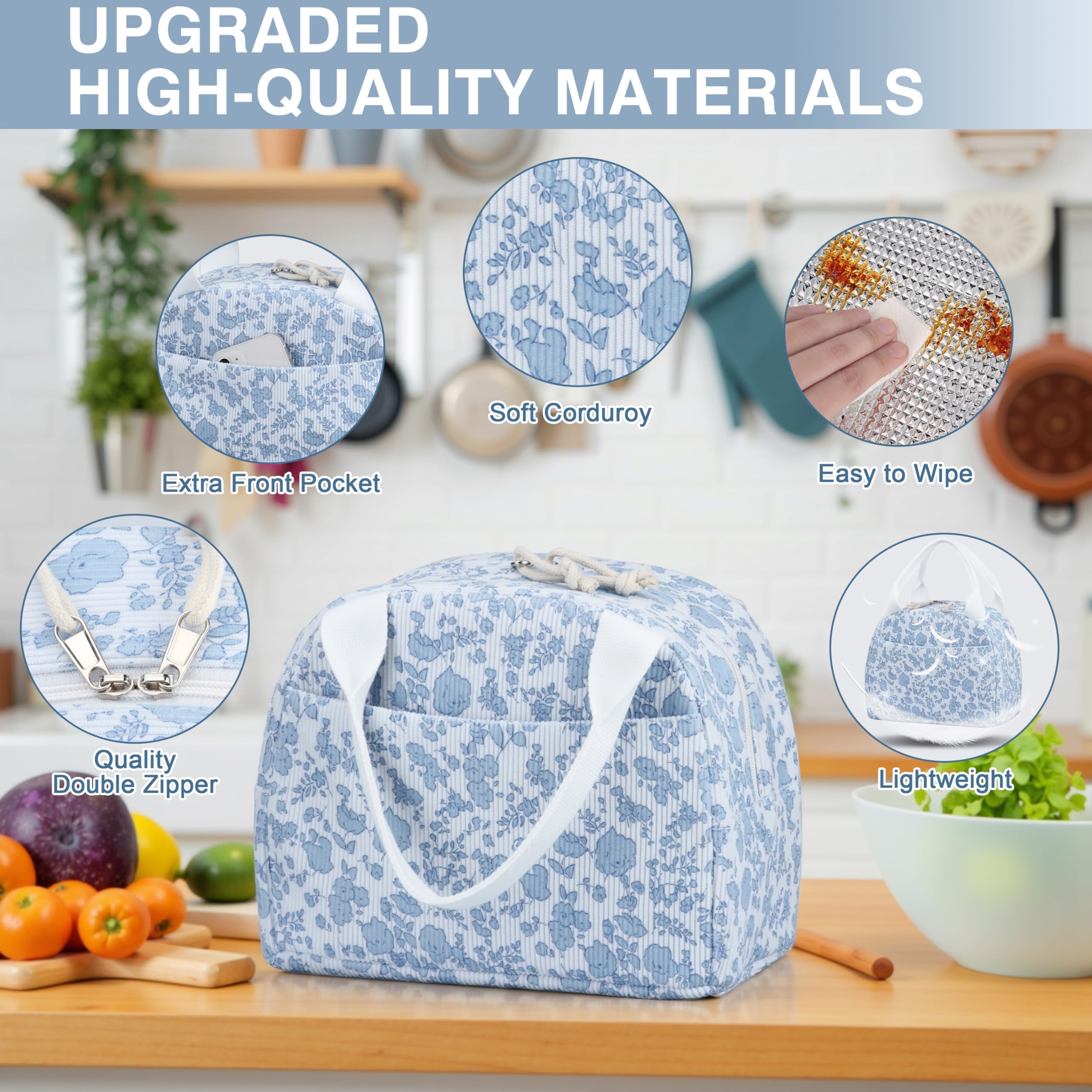 TESAFNG bolsa de almuerzo gran capacidad cabe comidas, tentempiés y utensilios.
