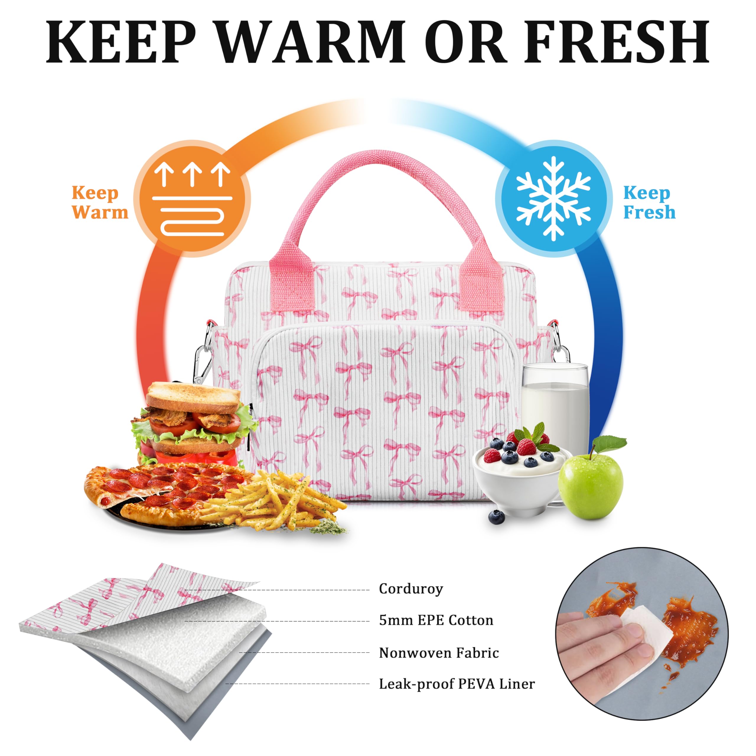TESAFNG bolsa de almuerzo con multi compartimentos para comida y utensilios.