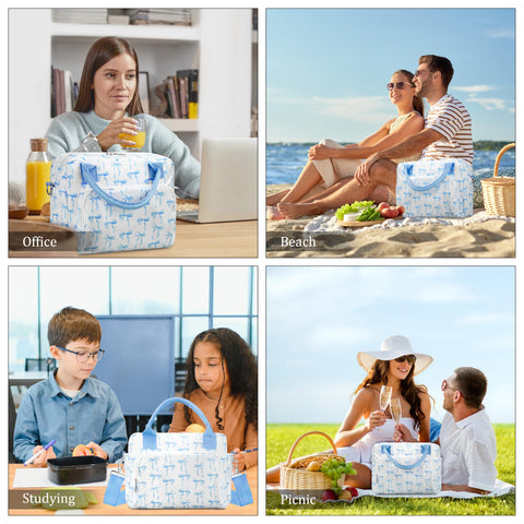 TESAFNG lonchera aislada azul, uso versátil para oficina y picnics.