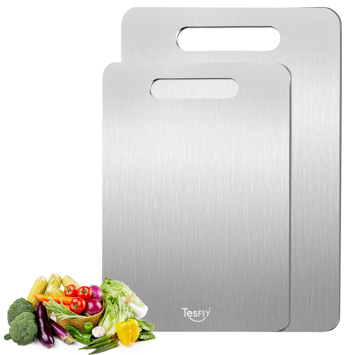 TESFLY: tabla de titanio de doble cara para cortar carnes, frutas y verduras.