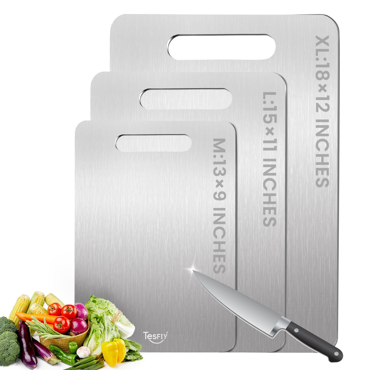 TESFLY tabla de corte titanio M para cortes precisos de carne y verduras.