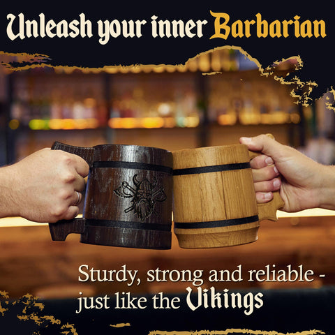 Teslyar detalle vikingo con diseño tallado aporta carácter a la mesa.