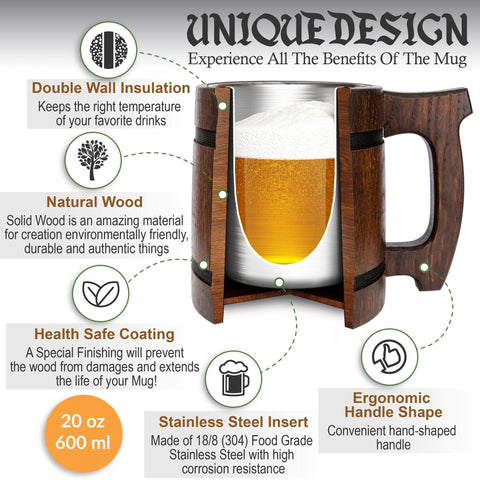 Teslyar jarro con interior de acero inoxidable mantiene la cerveza fría.