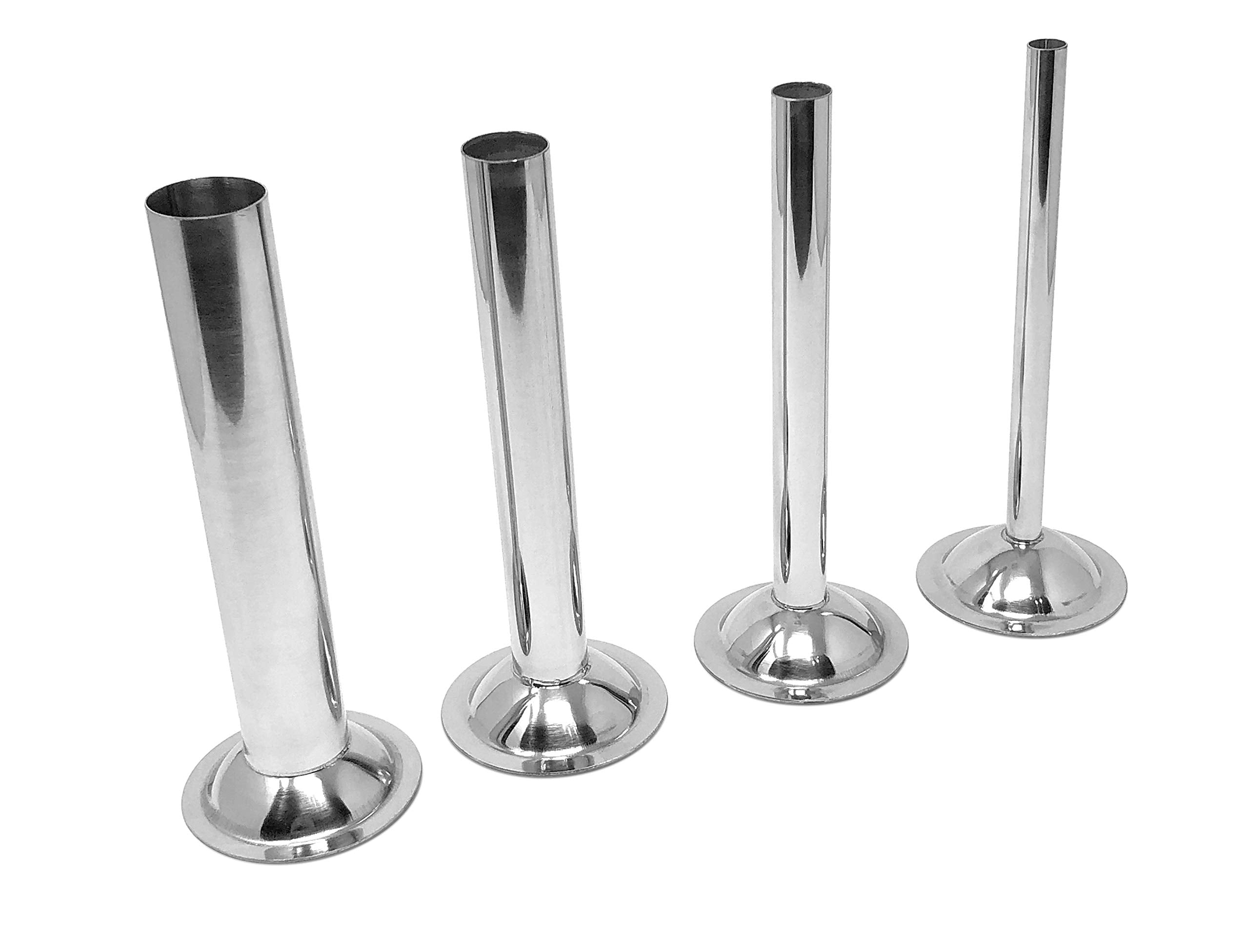 Tesor tubos de embutir de acero inoxidable, juego de 4, para rellenar salchichas con precisión.