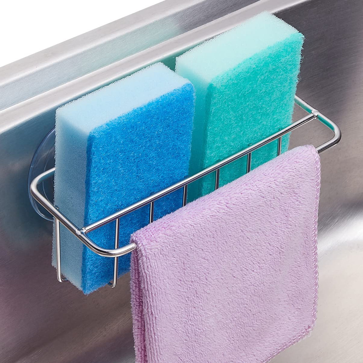 TESOT portaesponjas para fregadero con ventosas, mantiene las esponjas a mano.