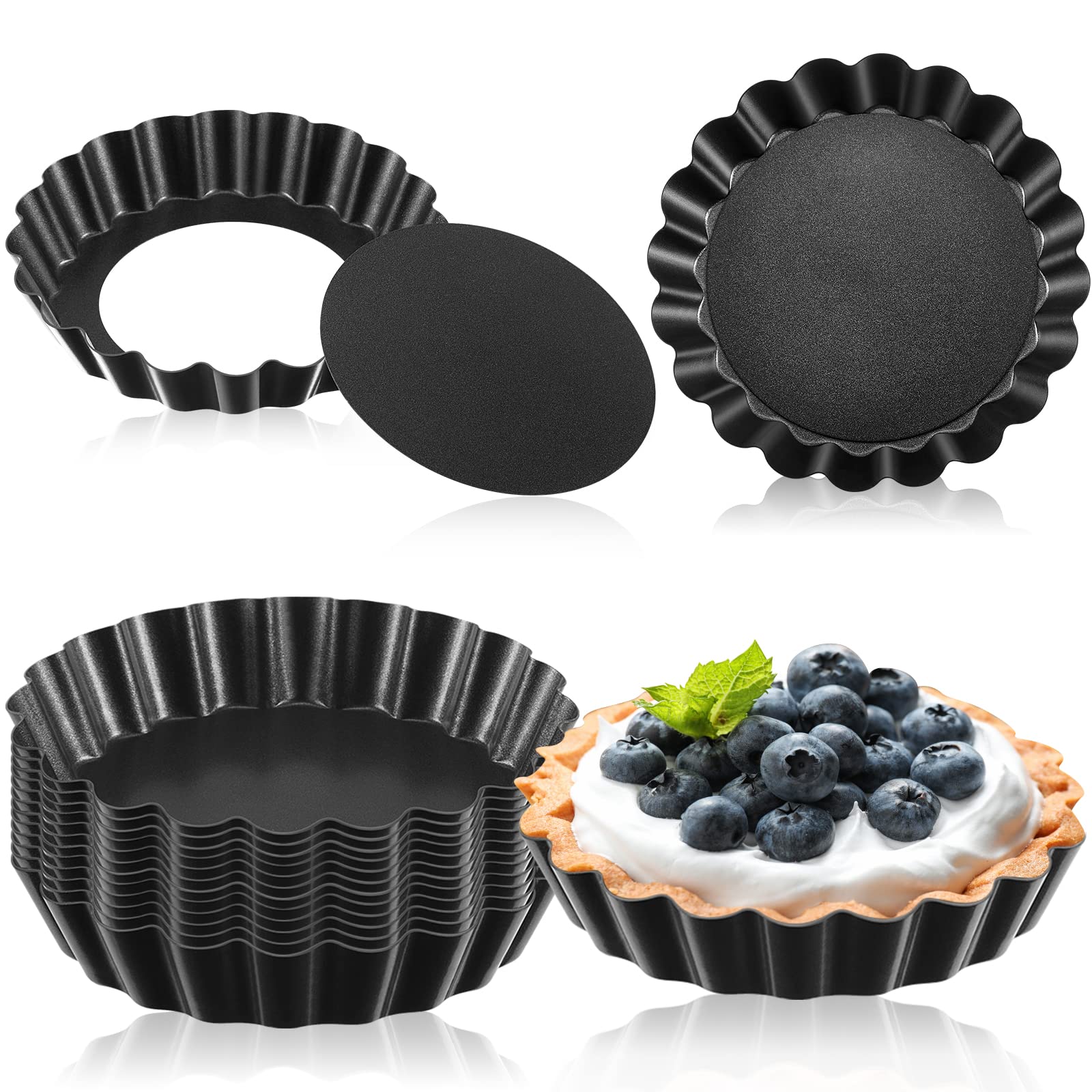 Moldes Tessco mini tartas con fondo desmontable, desmoldado fácil y limpio