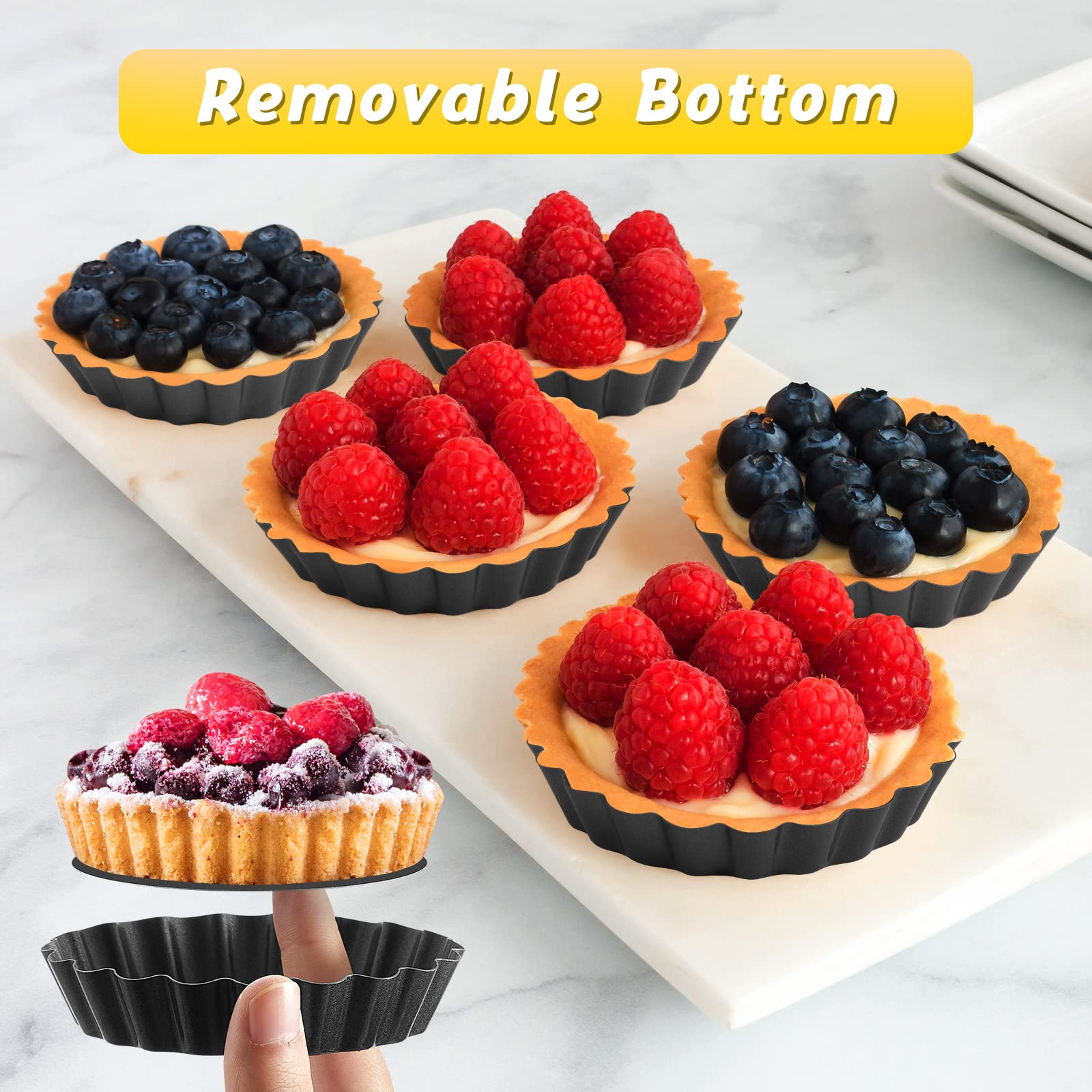 Tessco bandeja mini pie, base desmoldable para desmoldar sin dañar la porción.