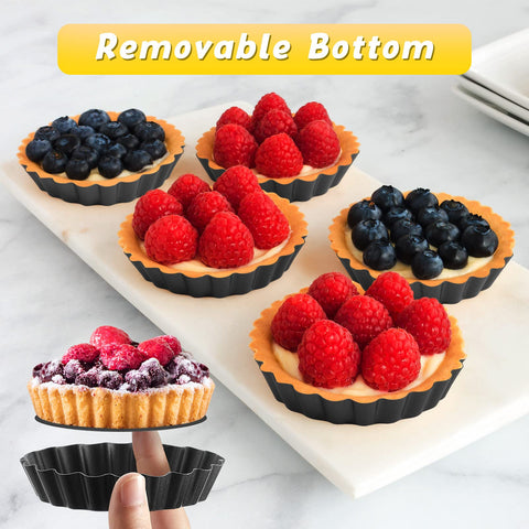 Tessco bandeja mini pie, base desmoldable para desmoldar sin dañar la porción.