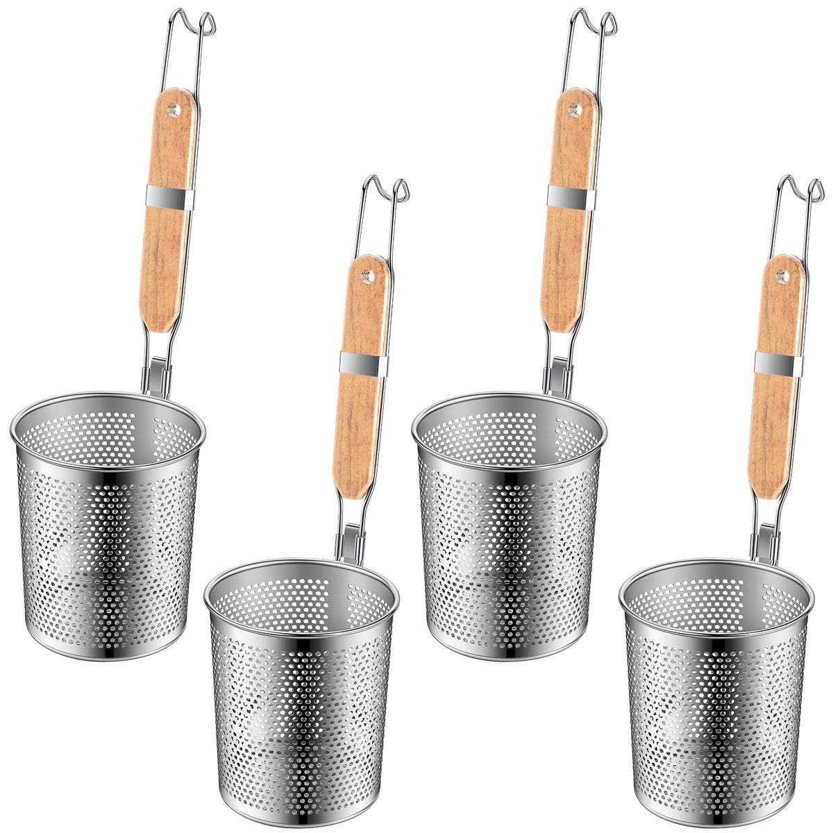 Tessco escurridores de pasta: conjunto de cuatro piezas para hervir y escurrir.