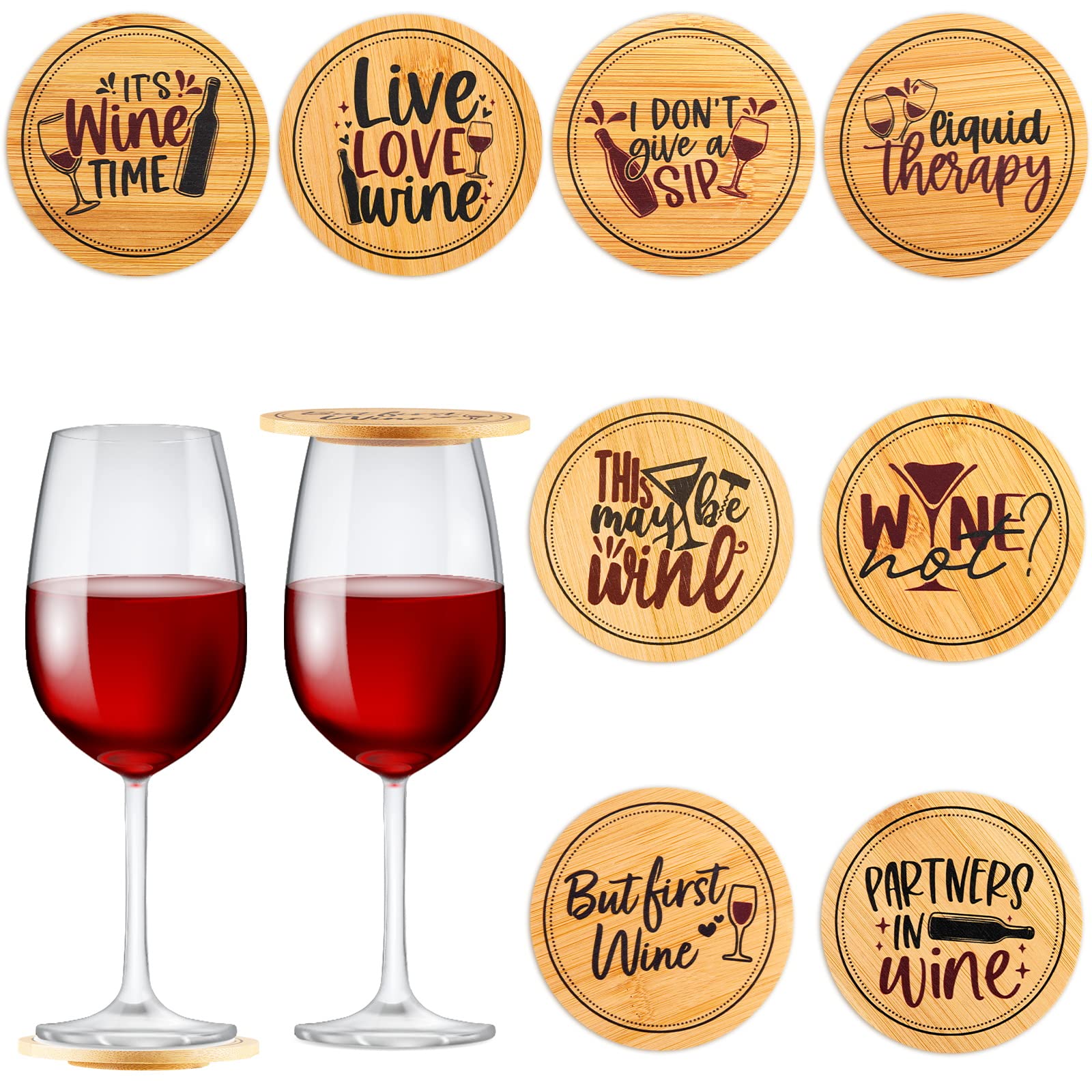 Tessco for you, cubiertas de vaso de vino en bambú, diseño 1, evitan derrames