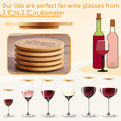 Tessco for you, cubiertas de vaso de vino en bambú, diseño 2, ideal para fiestas al aire libre
