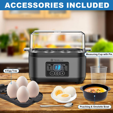 Tesslux cocedor-huevos-antihuellas-bpa, acabado duradero y seguro.