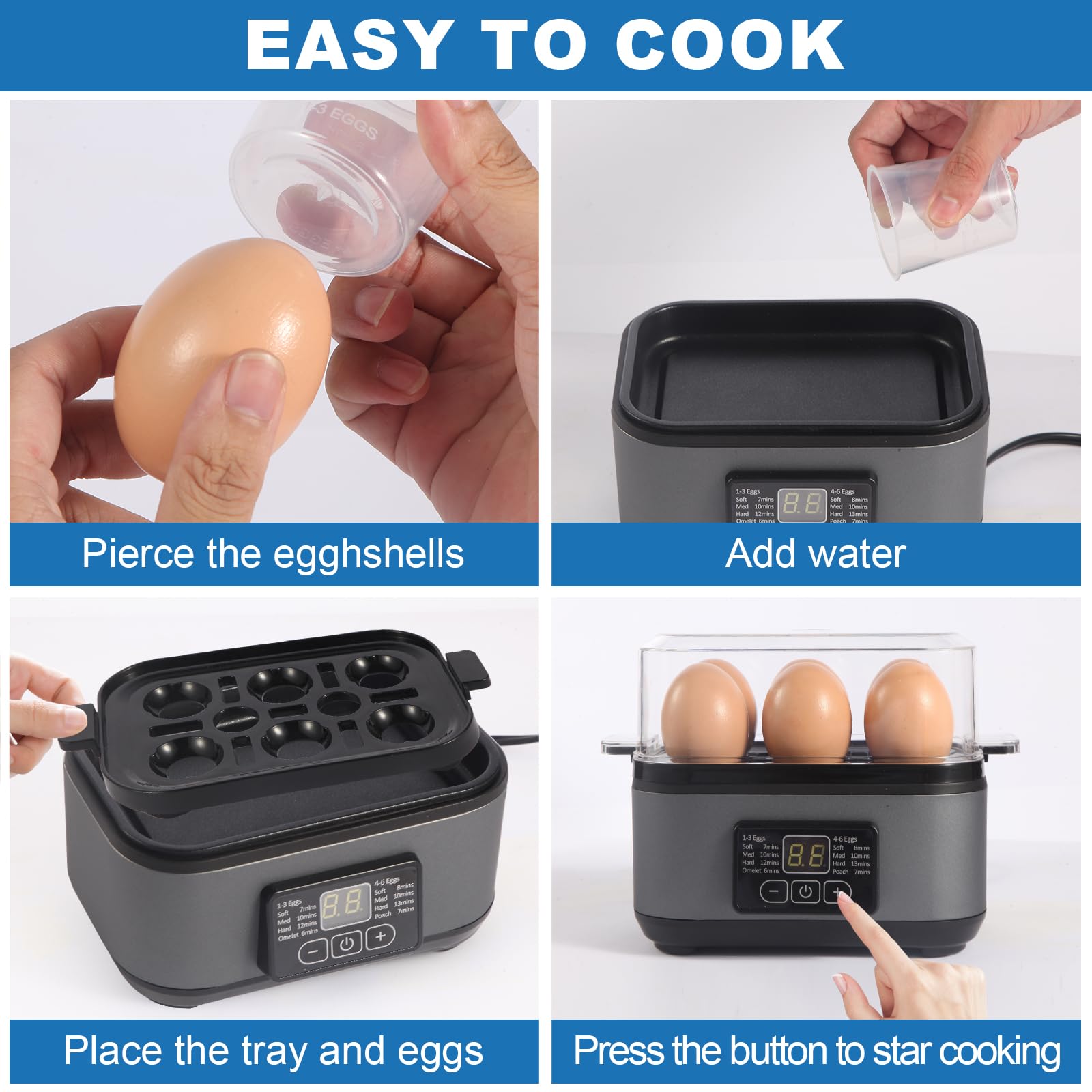 Tesslux cocedor-huevos-diseño-compacto, cabe en cocinas pequeñas.