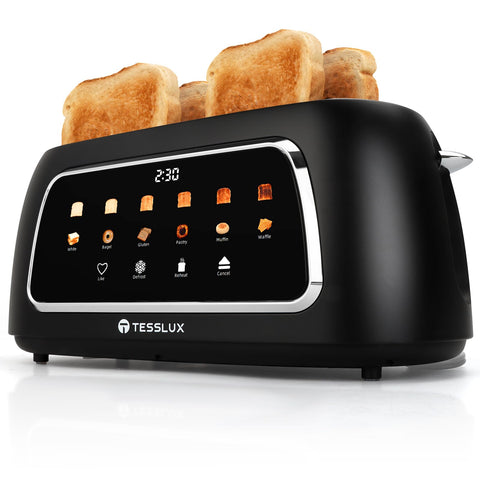 Tesslux Tostadora de 4 rebanadas con pantalla táctil para control preciso del tostado