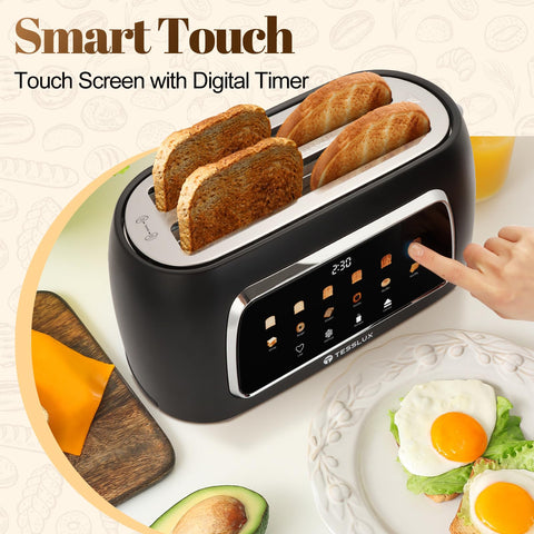 Tesslux Tostadora que admite seis tipos de pan para desayunos variados