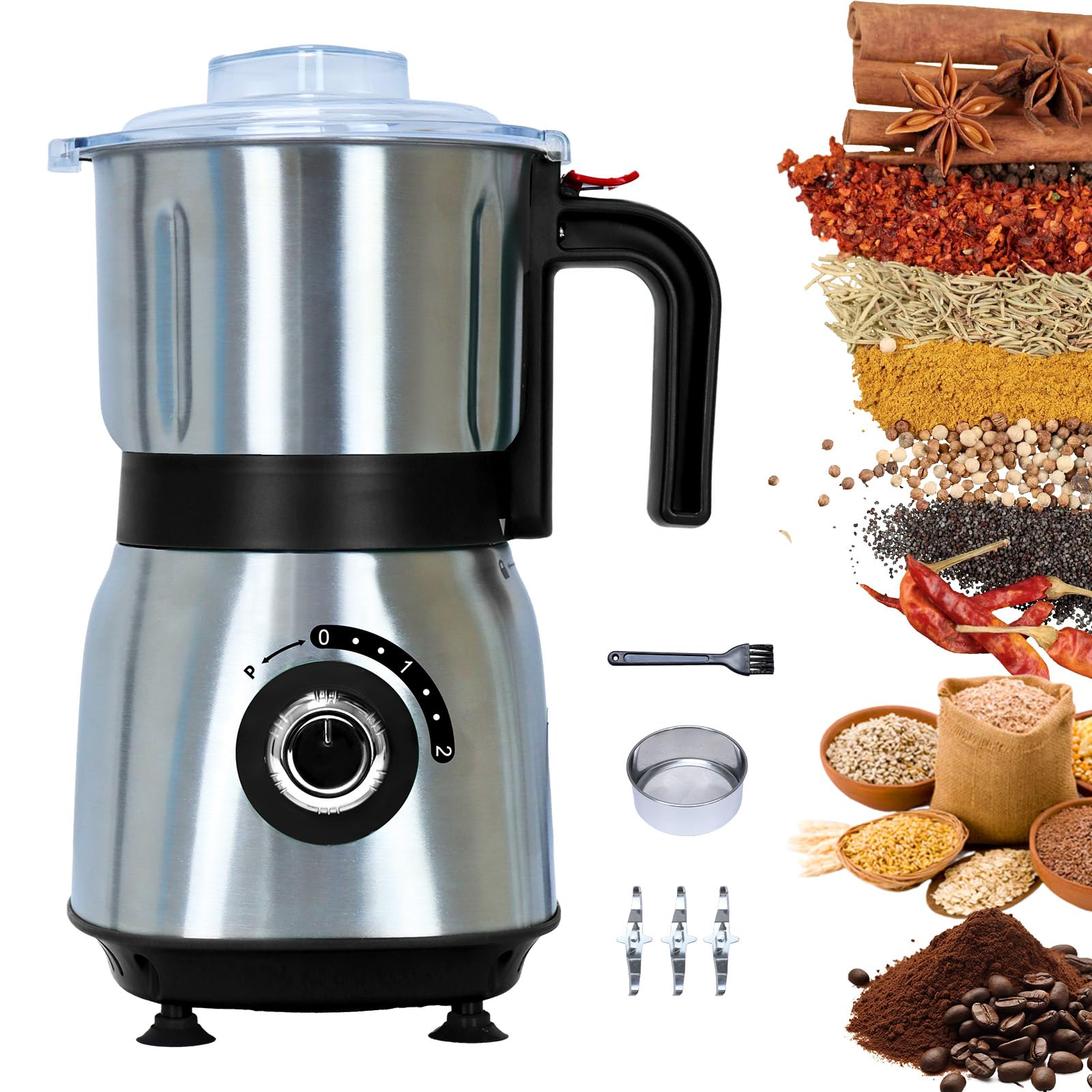 TEWPoy molinillo de cocina 500W con capacidad de 600 ml para especias en casa