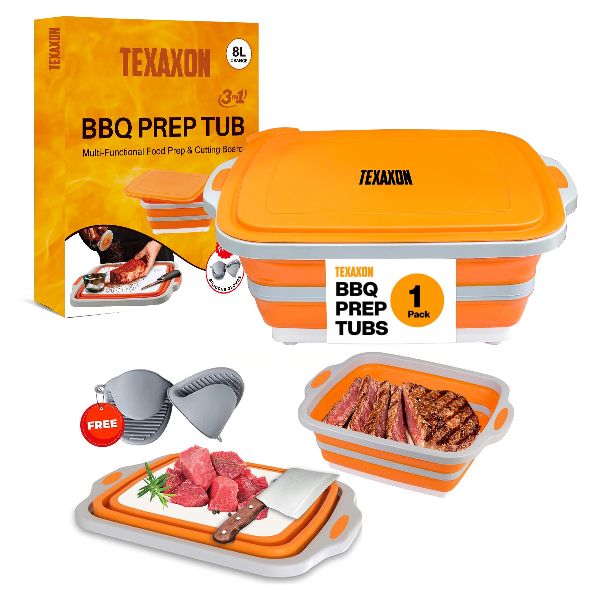 Texaxon cubeta de preparacion barbacoa plegable para ahorrar espacio