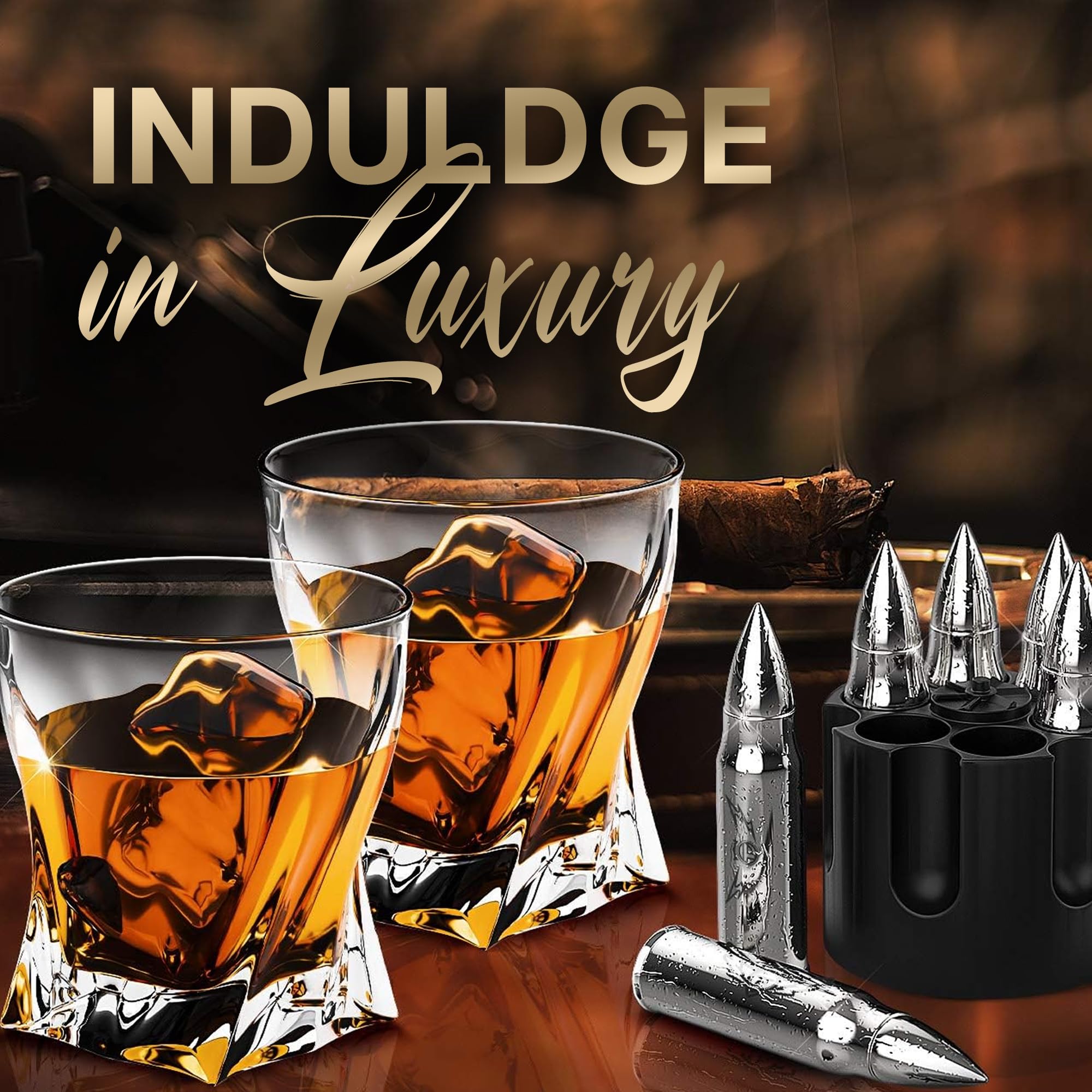 TF TAKEFLIGHT: Caja regalo elegante con 6 piedras para whisky.