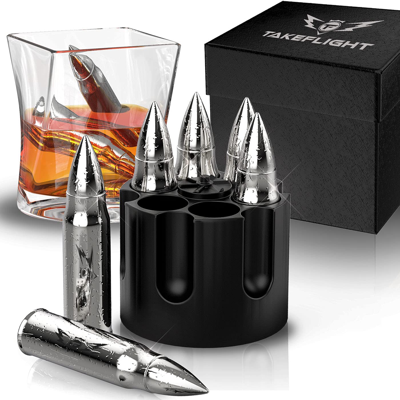 TF TAKEFLIGHT: Piedras de whisky de acero que enfrían sin diluir.
