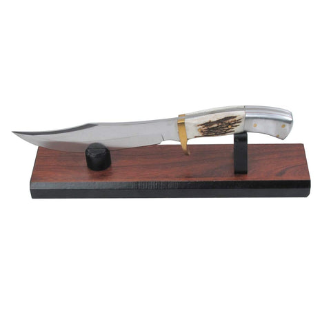 TG,LLC detalle de dimensiones: soporte cuchillo madera marrón natural.