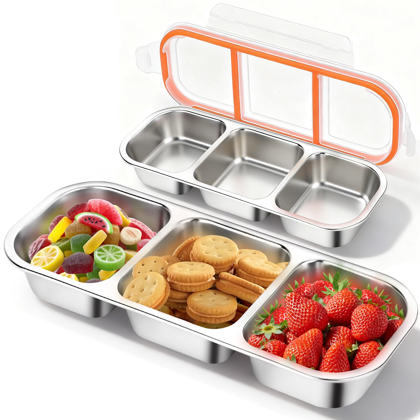 TGFBH doble contenedor snack acero inoxidable ideal para snacks frescos y sostenibles.