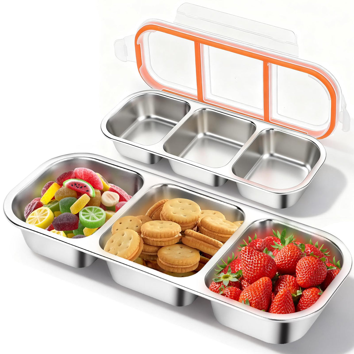 TGFBH doble contenedor snack acero inoxidable ideal para snacks frescos y sostenibles.