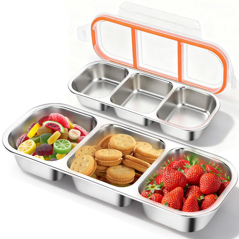 TGFBH doble contenedor snack acero inoxidable ideal para snacks frescos y sostenibles.