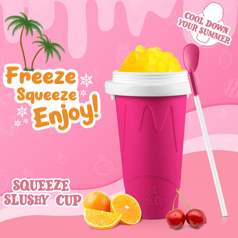 Tgosomt taza granizado rosa, ideal para niños y familias.