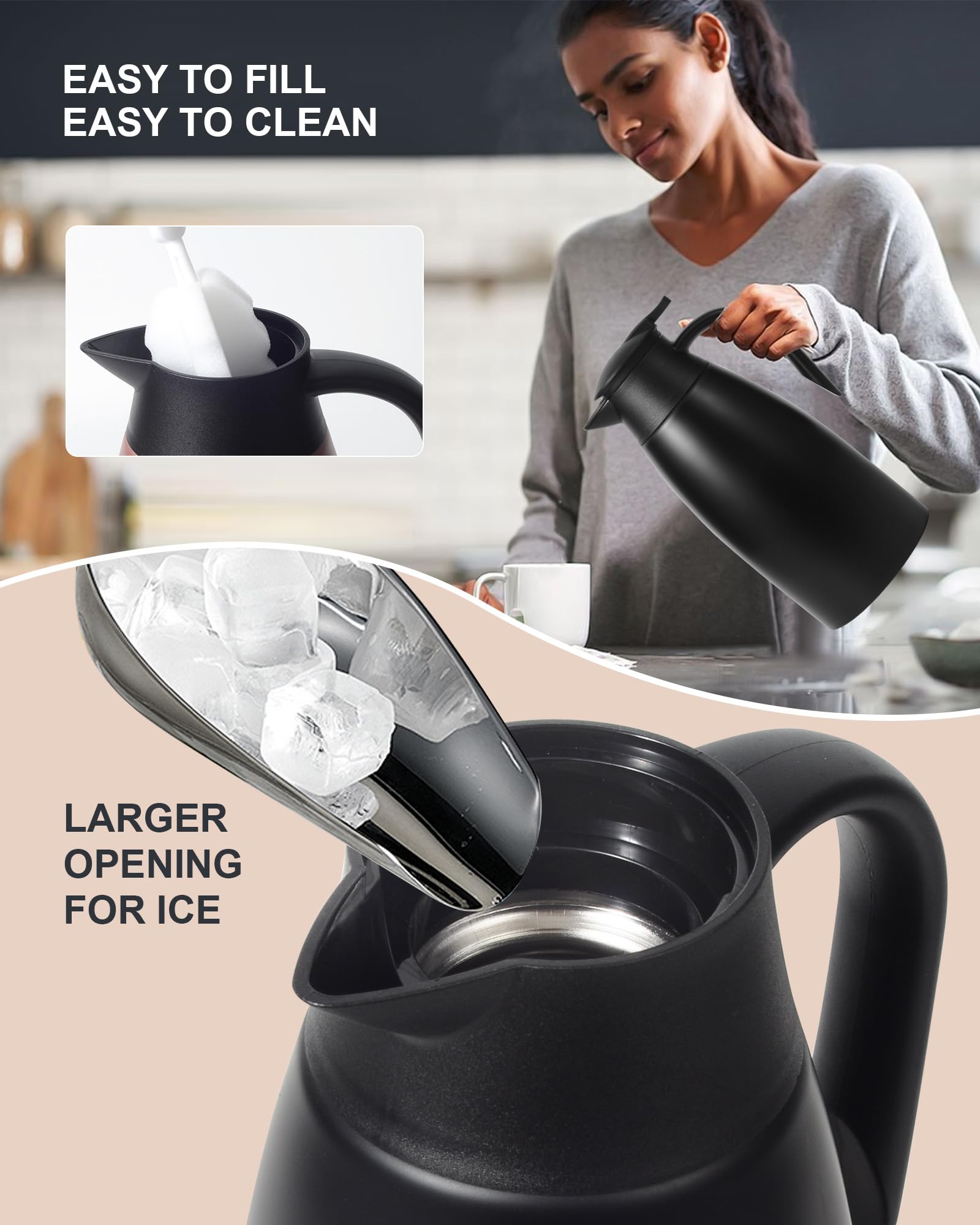Tgvasz cafetera térmica 70 onzas capacidad 2l, ideal para oficinas.