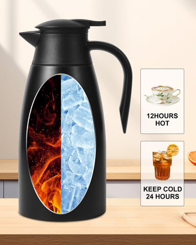 Tgvasz cafetera térmica 70 onzas lateral, cuerpo ergonómico para verter con una mano.